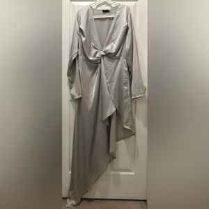 Silver Asymmetric Pretty Little Thing Flowy Maxi Dress